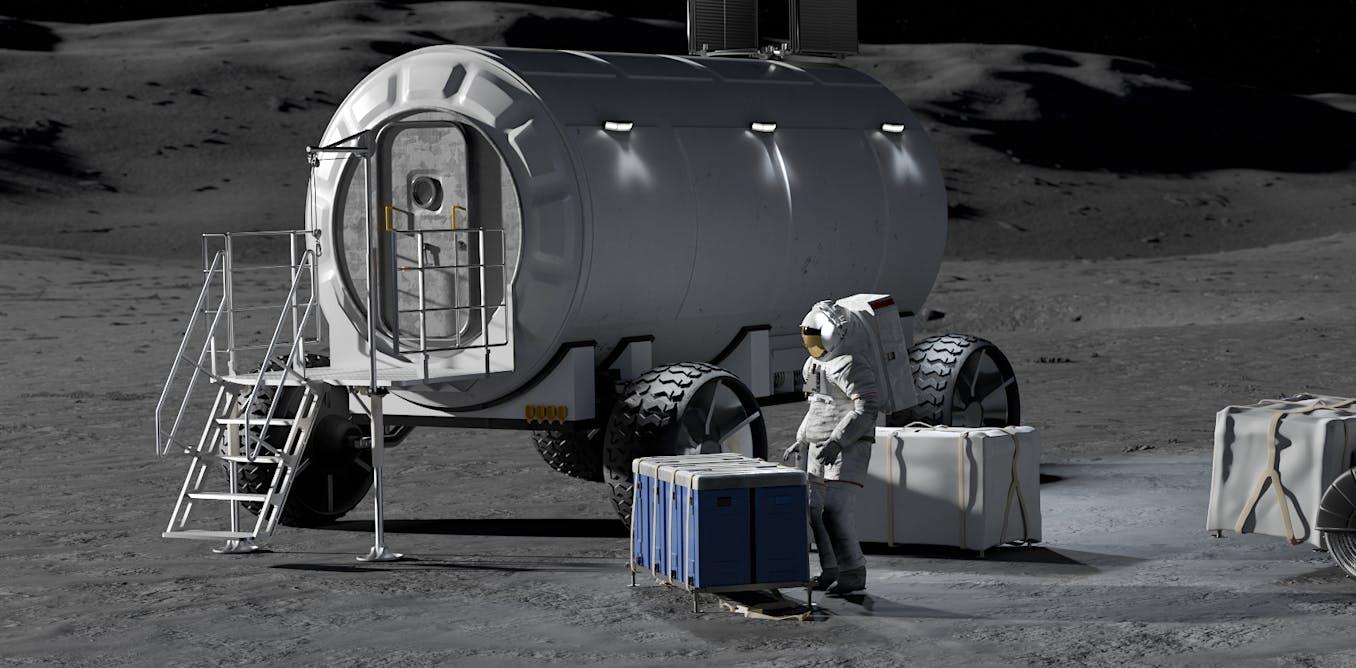 The renewed lunar race between the US and China centers on the Moon's south pole, targeted for its valuable water ice deposits that can support life and fuel rockets. Unlike the Apollo missions, current plans aim for establishing permanent bases staffed by rotating crews, similar to Antarctic research stations. China, with its Tiangong space station and successful Chang'e lunar program, is a major competitor alongside the US, which is developing landers via private companies like SpaceX and Blue Origin. The environment is extremely harsh, with perpetual cold in shadowed craters and limited sunlight, necessitating advanced communication, heating, and energy solutions, including nuclear power, to sustain human operations.